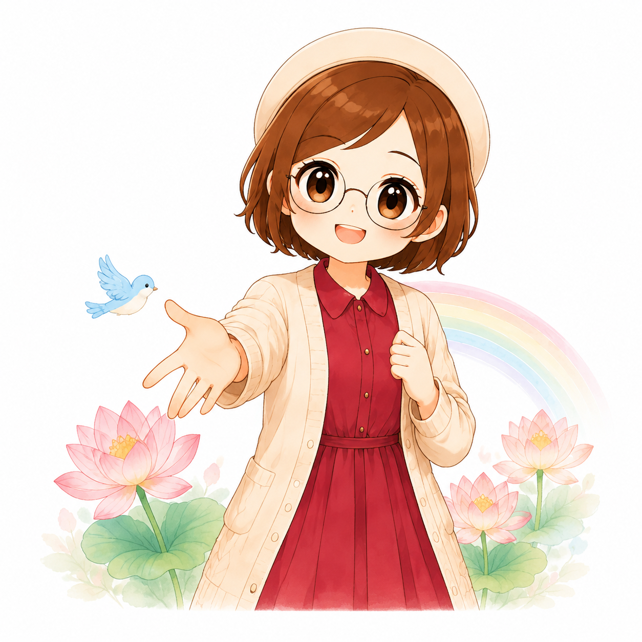 お話を聴くために、やさしく手を差し出すあすみん
